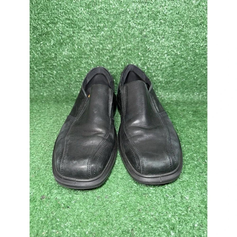 Ecco Helsinki 2.0‎ Mens Size 7-7.5 Black Casual Leather Apron Toe Slip On Shoes